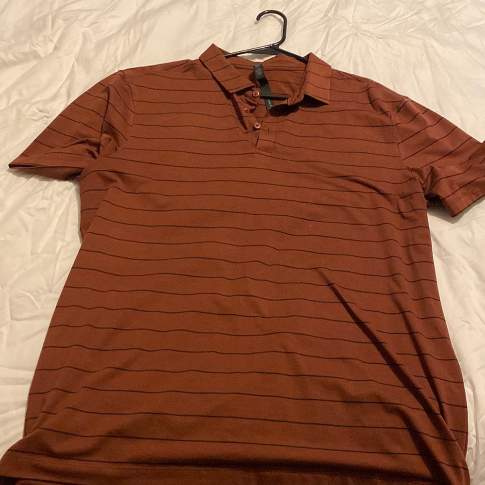 lululemon athletica Brown Striped Polo Shirt